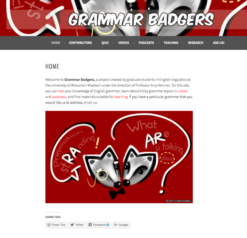 Grammar Badger Website (Screenshot)